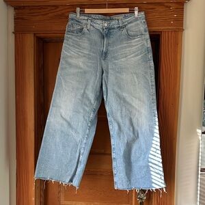 AG Saige Wide Leg Crop High-Rise Fit Light Blue Jeans